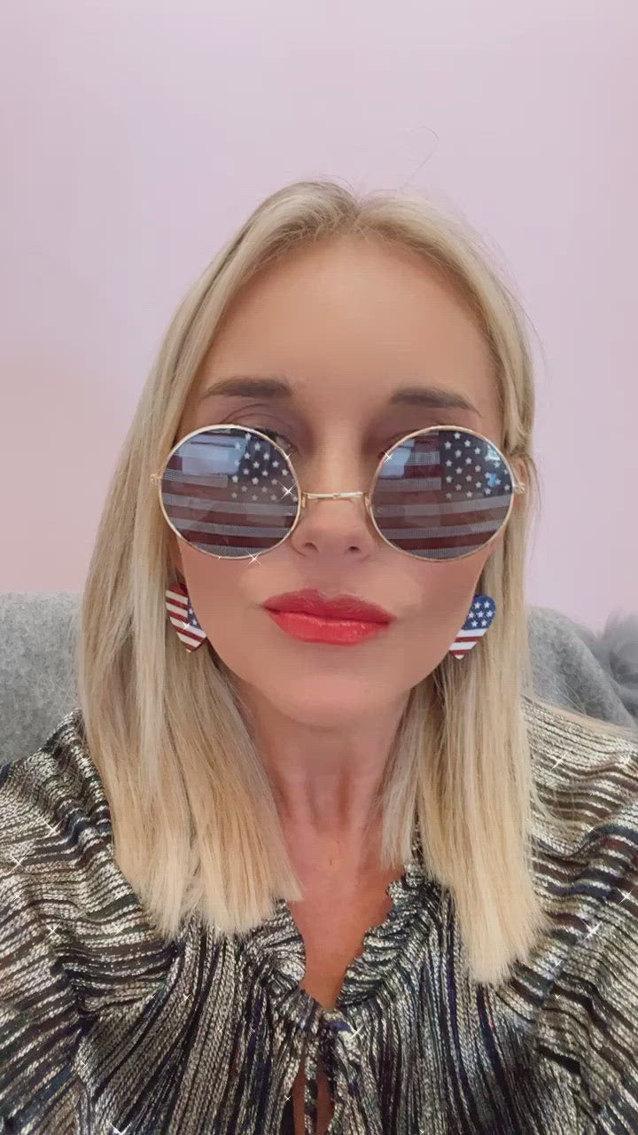 American Flag Round Shaped Sunglasses